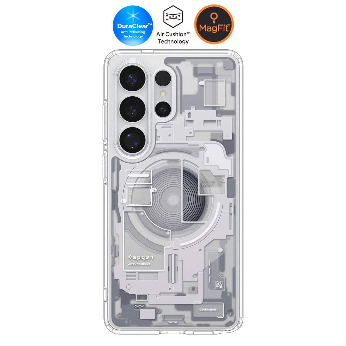 Spigen Samsung Galaxy S26 Ultra ile Uyumlu ince Kılıf Ultra Hybrid Sararmaya Dayanıklı DuraClear™ Hava Kanalı Teknolojisi™ Askeri Sınıf Koruma MagFit Şeffaf Kapak Zero One White