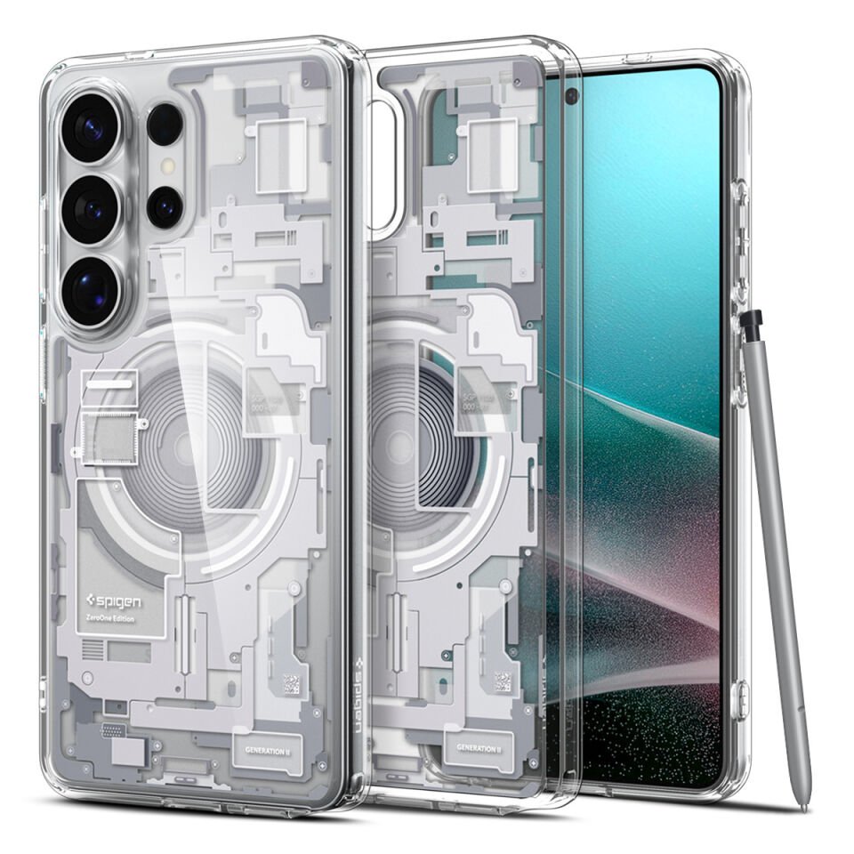 Spigen Samsung Galaxy S26 Ultra ile Uyumlu ince Kılıf Ultra Hybrid Sararmaya Dayanıklı DuraClear™ Hava Kanalı Teknolojisi™ Askeri Sınıf Koruma MagFit Şeffaf Kapak Zero One White
