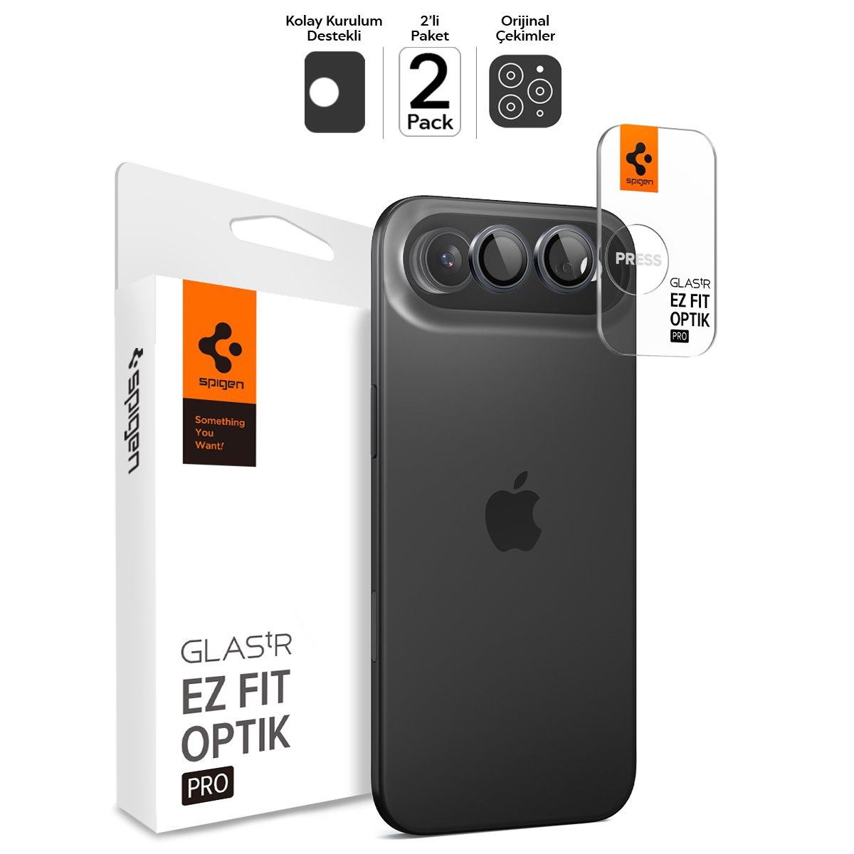 Spigen iPhone Air Kamera Lens Camı Koruyucu Kolay Kurulum GLAS.tR EZ Fit Optik Pro (2 Adet) Gray