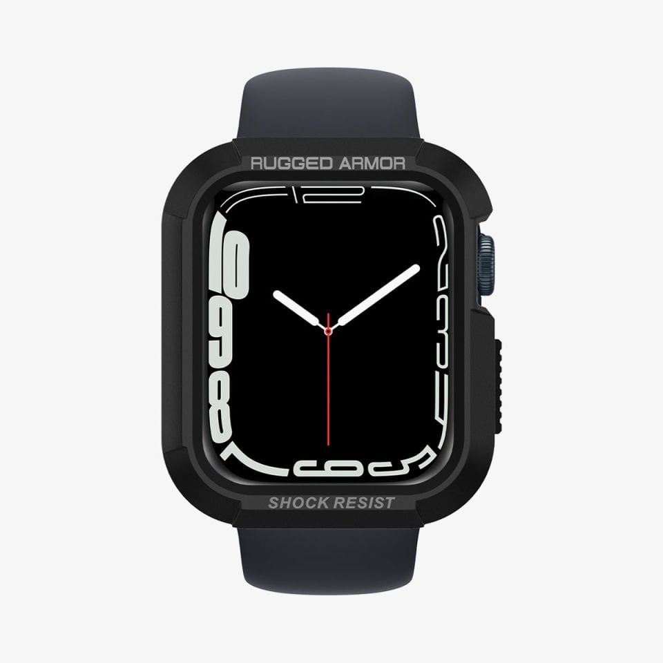 Spigen Apple Watch 45mm/44mm (Seri 9/8/SE2/7/6/SE/5/4) Kılıf Rugged Armor Black