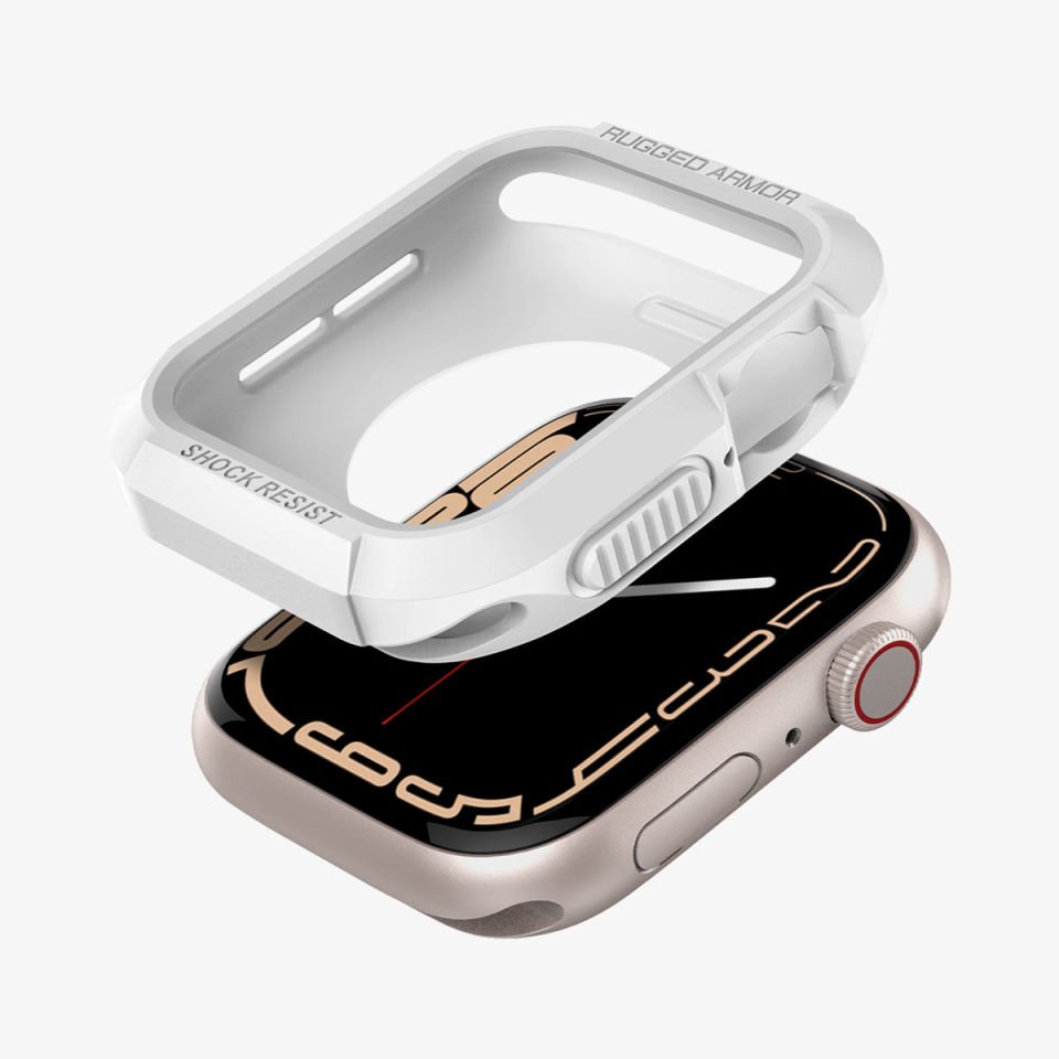 Spigen Apple Watch 45mm/44mm (Seri 9/8/SE2/7/6/SE/5/4) Kılıf Rugged Armor White