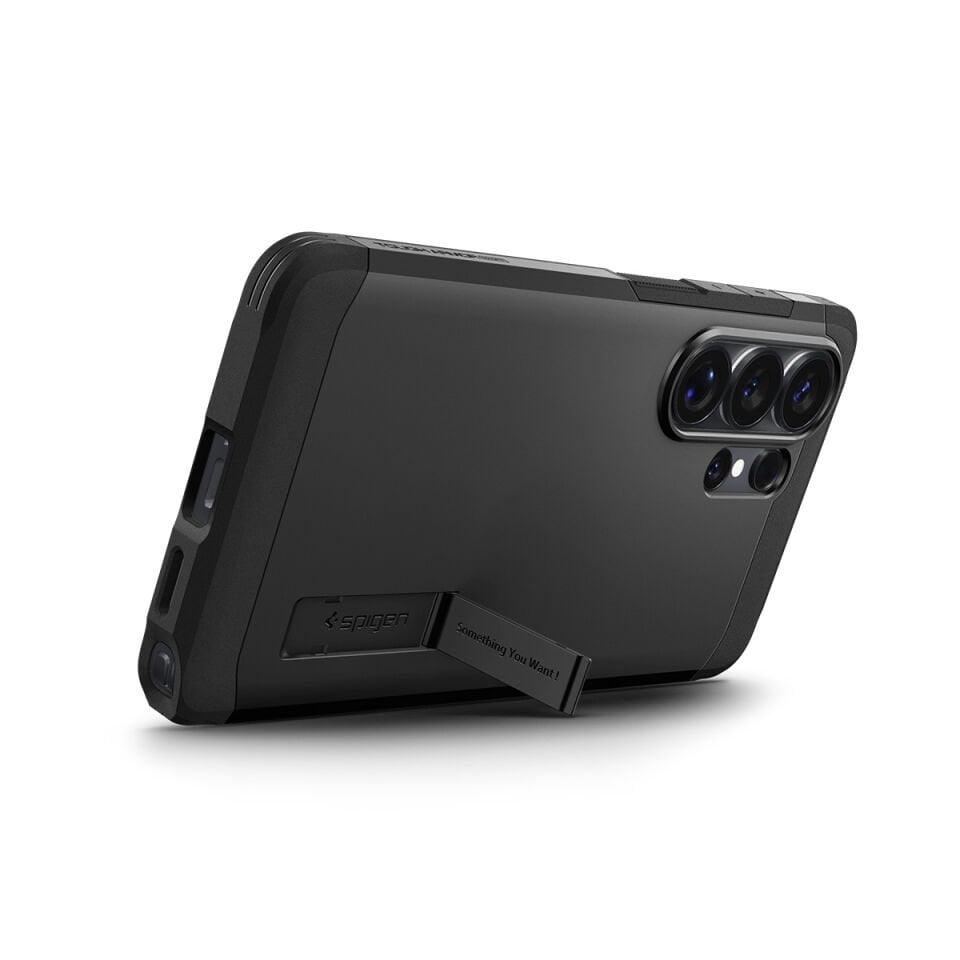 Spigen Samsung Galaxy S26 Ultra ile Uyumlu Ekstra Dayanıklı Kılıf Tough Armor Hava Kanalı Teknolojisi™ Askeri Sınıf Koruma MagFit KickStand\'lı Çift Katman Kapak Black