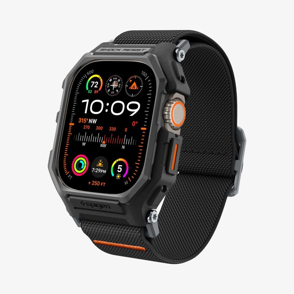 Spigen Apple Watch 49mm (Ultra 2/1) Kılıf & Kordon Kayış Lite Fit Pro Matte Black
