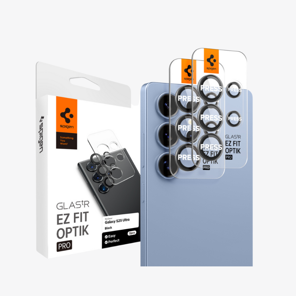 Spigen Galaxy S25 Ultra Kamera Lens Camı Koruyucu Glas.tR EZ Fit Optik Pro (2 Adet) Black - AGL09084