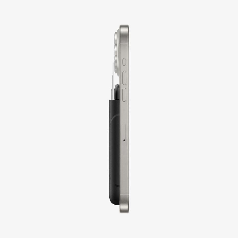 Spigen MagFit iPhone için MagSafe Özellikli 3 Kartlı Manyetik Cüzdan Rugged Armor 2 Black