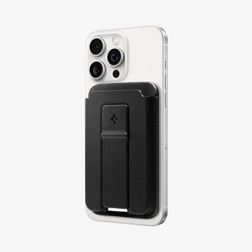 Spigen MagFit iPhone için MagSafe özellikli 3 Kartlı Manyetik Cüzdan Smart Fold 2 Wallet Black