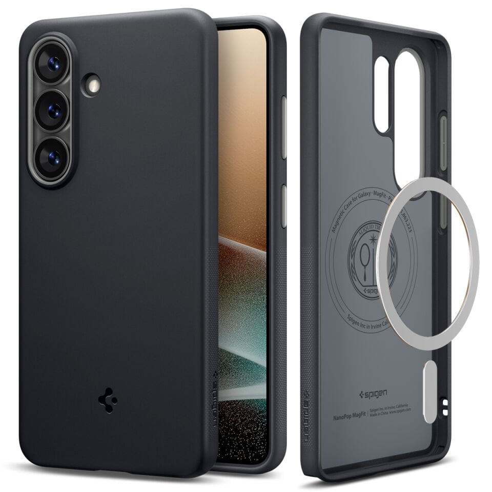 Spigen Samsung Galaxy S26 Ultra ile Uyumlu Silikon Kılıf Nano Pop Magfit Hava Kanalı Teknolojisi™ Askeri Sınıf Koruma MagFit Kaymaz Kapak Black Sesame