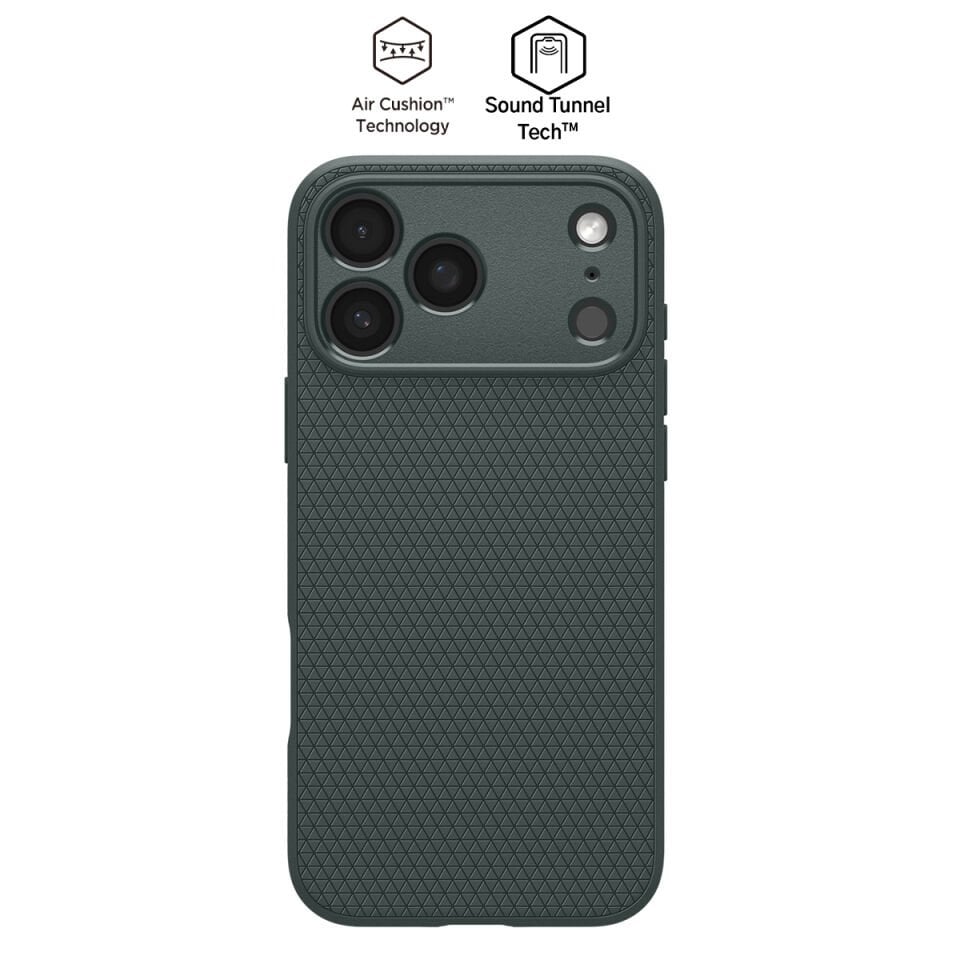 Spigen iPhone 17 Pro ince Kılıf Liquid Air Hava Kanalı Teknolojisi™ Askeri Sınıf Koruma Dokulu Yüzey Kapak Abyss Green