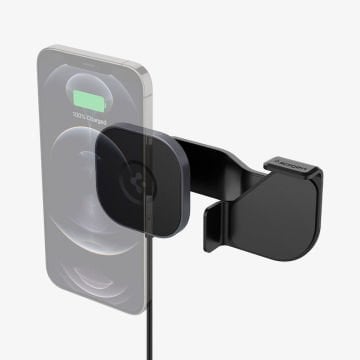 Spigen MagFit Tesla Ekranı Araç içi Telefon Tutucu + Manyetik Kablosuz Şarj Cihazı iPhone için MagSafe özellikli OneTap Pro ITT90W Black