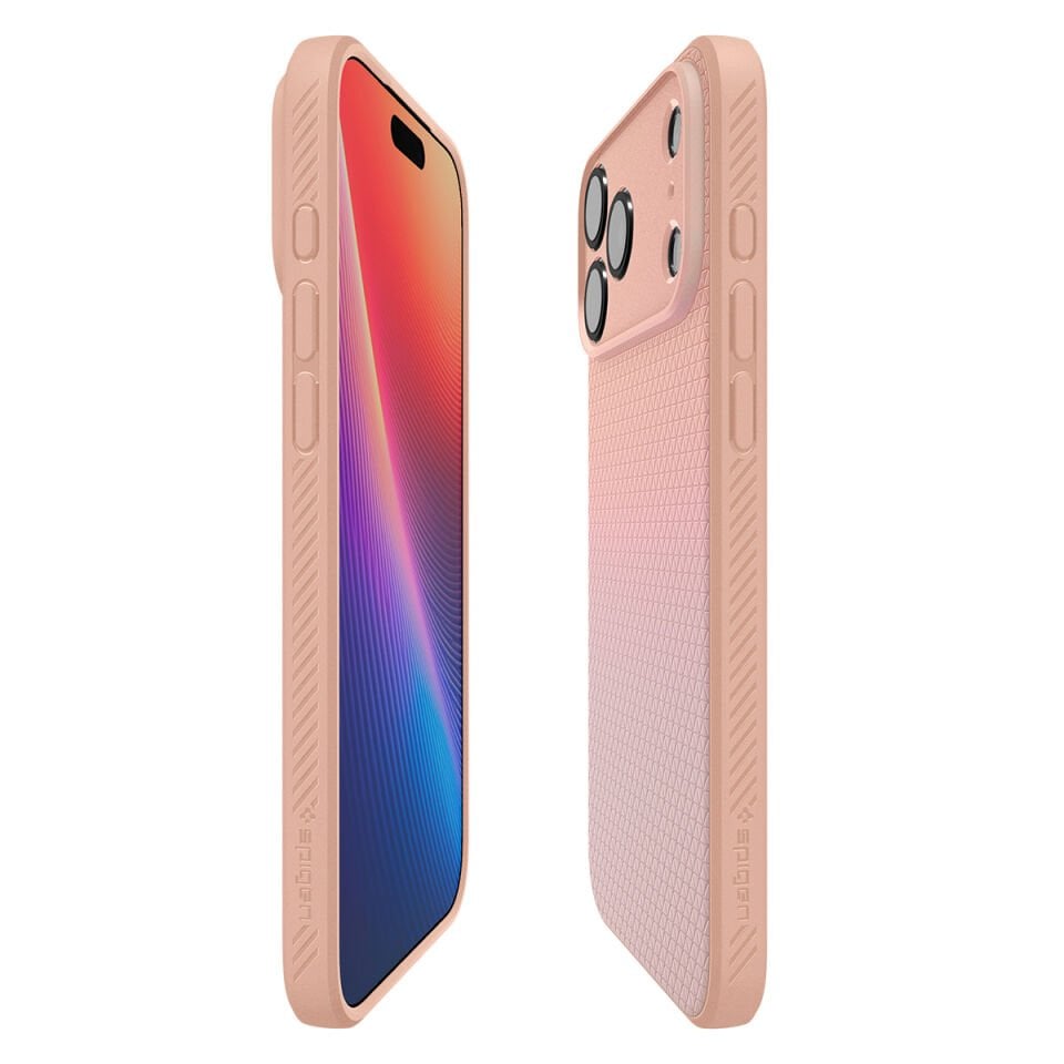 Spigen iPhone 17 Pro Max ince Kılıf Liquid Air Hava Kanalı Teknolojisi™ Askeri Sınıf Koruma Dokulu Yüzey Kapak Rose Titanium