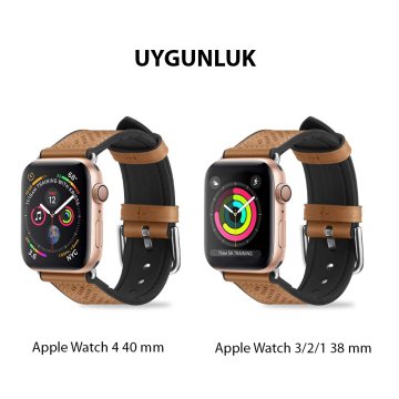 Spigen Apple Watch 42mm Seri 10 - 41mm Seri 9/8/7 - 40mm Seri SE2/SE/6/5/4 Kordon Kayış Band Retro Fit Brown