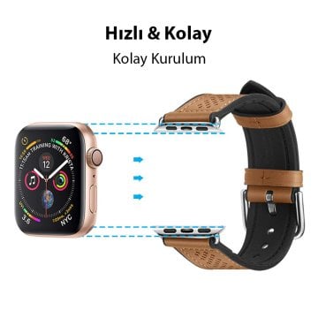 Spigen Apple Watch 42mm Seri 10 - 41mm Seri 9/8/7 - 40mm Seri SE2/SE/6/5/4 Kordon Kayış Band Retro Fit Brown