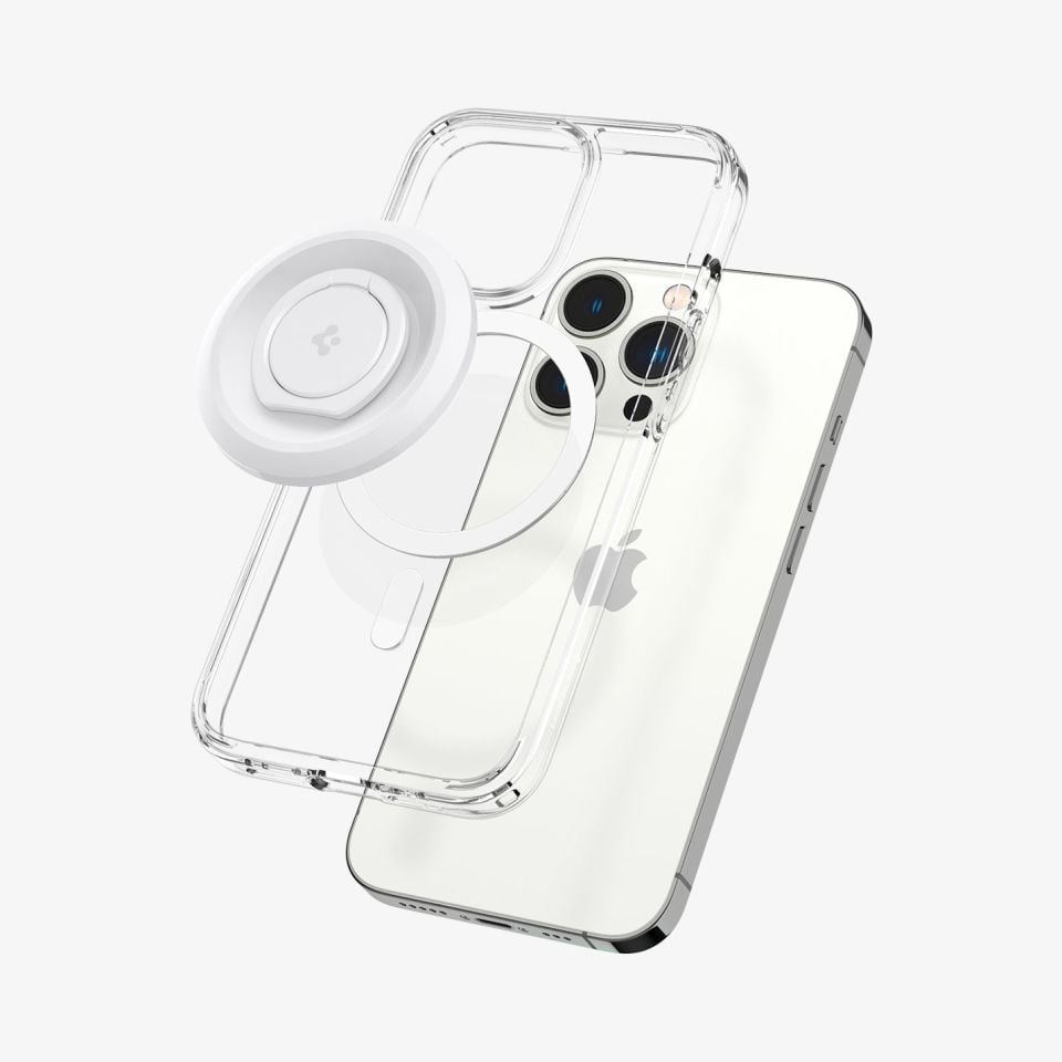 Spigen MagFit O-Mag Ring Manyetik Telefon Tutucu MagSafe iPhone 15 / iPhone 14 / iPhone 13 / iPhone 12 serisi ile Uyumlu White
