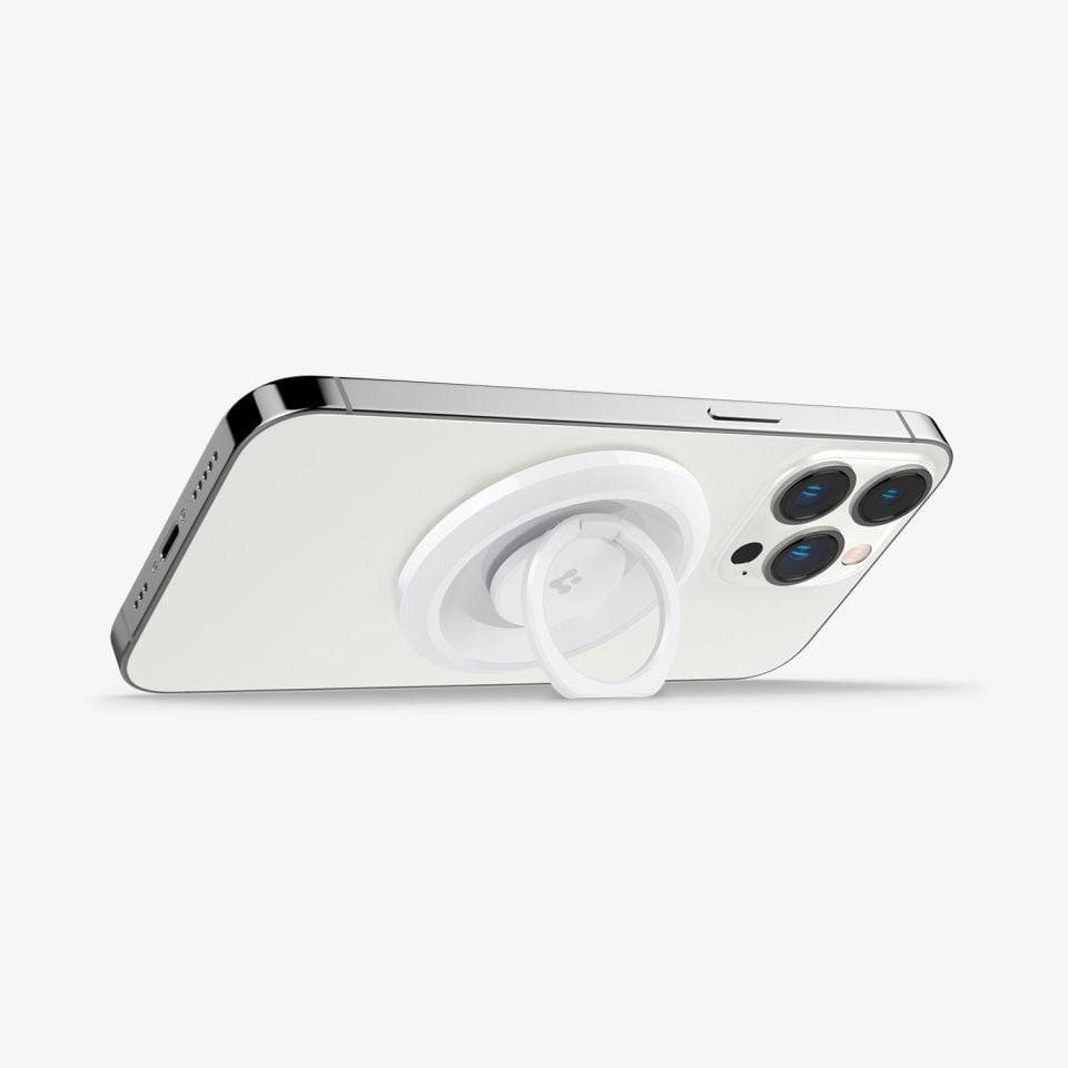 Spigen MagFit O-Mag Ring Manyetik Telefon Tutucu MagSafe iPhone 15 / iPhone 14 / iPhone 13 / iPhone 12 serisi ile Uyumlu White