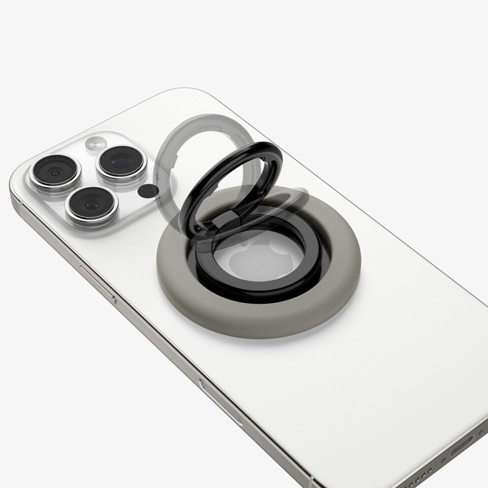 Spigen NanoPop MagFit iPhone için Manyetik Telefon Tutucu & Stand MagSafe özellikli Ring Truffle Gray