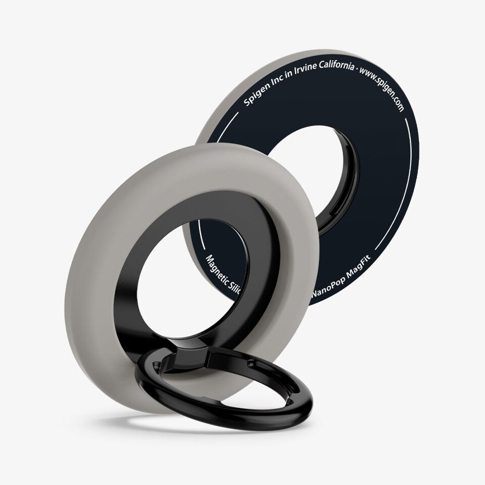 Spigen NanoPop MagFit iPhone için Manyetik Telefon Tutucu & Stand MagSafe özellikli Ring Truffle Gray