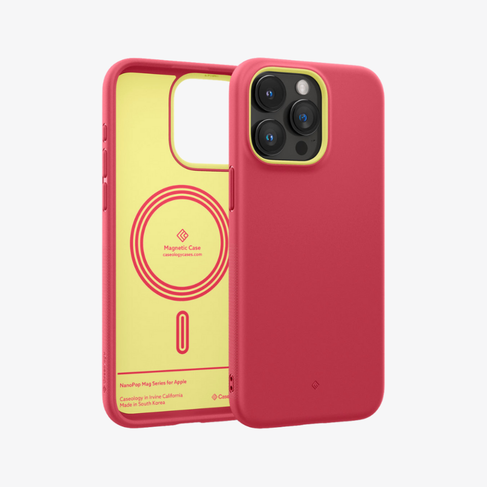 iPhone 15 Pro Kılıf, Caseology Nano Pop Mag (MagSafe Uyumlu) Magenta Lychee