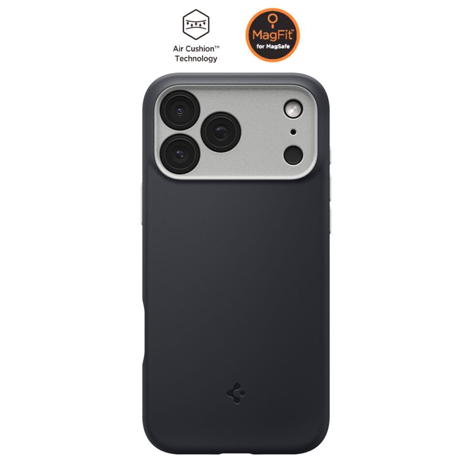 Spigen iPhone 17 Pro Max Silikon MagSafe Kılıf Nano Pop Hava Kanalı Teknolojisi™ Askeri Sınıf Koruma MagFit Kaymaz Kapak Black Sesame