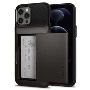 iPhone 12 Pro Max Kılıf, Spigen Slim Armor Wallet Gunmetal