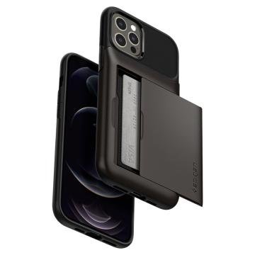 iPhone 12 Pro Max Kılıf, Spigen Slim Armor Wallet Gunmetal