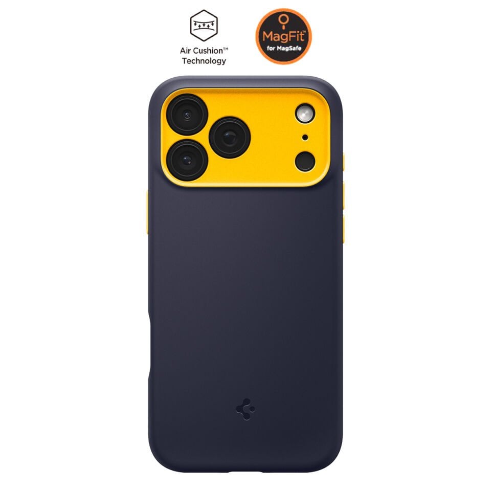 Spigen iPhone 17 Pro Silikon MagSafe Kılıf Nano Pop Hava Kanalı Teknolojisi™ Askeri Sınıf Koruma MagFit Kaymaz Kapak Blueberry Navy