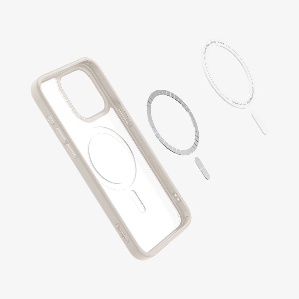 iPhone 15 Pro Kılıf, Spigen Ultra Hybrid Magfit (Magsafe Uyumlu) Frost Natural Titanium