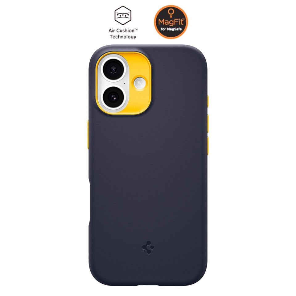 Spigen iPhone 17 Silikon MagSafe Kılıf Nano Pop Hava Kanalı Teknolojisi™ Askeri Sınıf Koruma MagFit Kaymaz Kapak Blueberry Navy