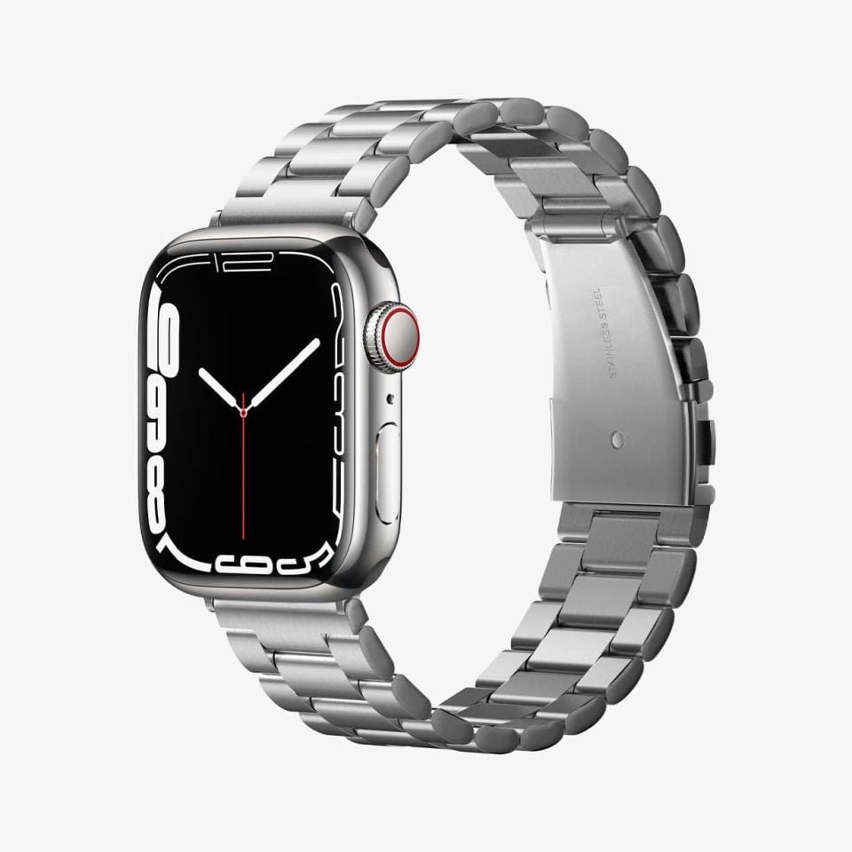 Spigen Apple Watch 49mm Ultra 2/1 - 46mm Seri 10 - 45mm Seri 9/8/7 - 44mm Seri SE2/SE/6/5/4 Kordon Kayış Band Modern Fit Silver