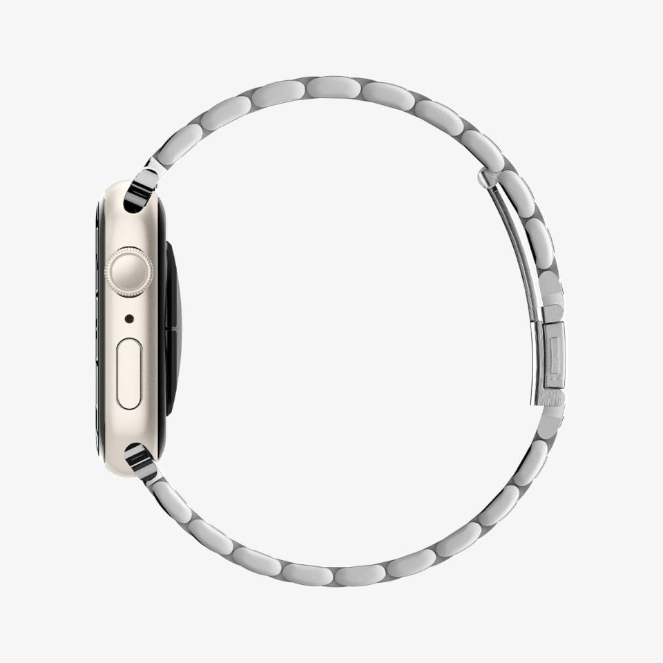 Spigen Apple Watch 49mm Ultra 2/1 - 46mm Seri 10 - 45mm Seri 9/8/7 - 44mm Seri SE2/SE/6/5/4 Kordon Kayış Band Modern Fit Silver