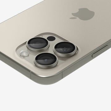 Spigen iPhone 16 Pro Max / 16 Pro / 15 Pro Max / 15 Pro / 14 Pro Max / 14 Pro Kamera Lens Camı Koruyucu Glas.tR EZ Fit Optik Pro (2 Adet) Natural Titanium