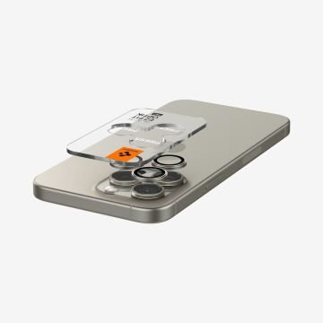 Spigen iPhone 16 Pro Max / 16 Pro / 15 Pro Max / 15 Pro / 14 Pro Max / 14 Pro Kamera Lens Camı Koruyucu Glas.tR EZ Fit Optik Pro (2 Adet) Natural Titanium
