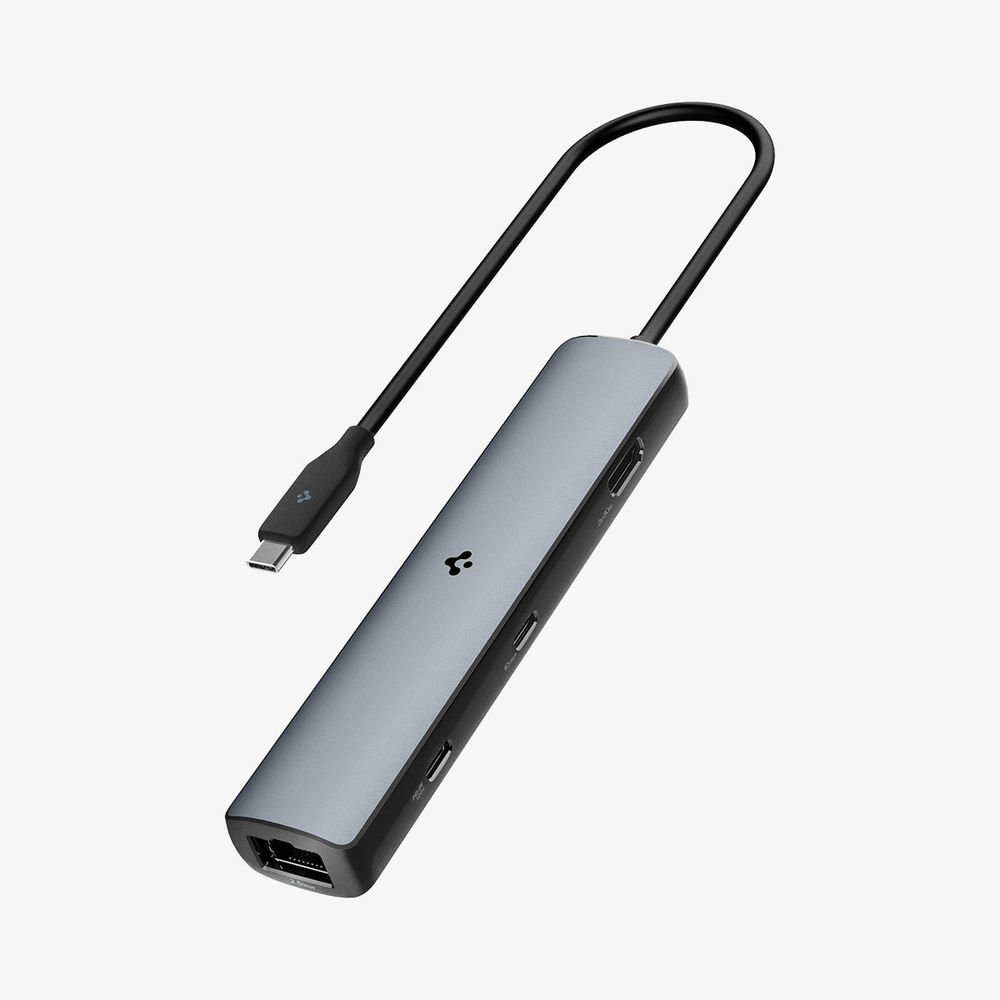 Spigen ArcDockPro 100W PD 3.0 / 6 in 1 USB-C Multi Hub / Çoklayıcı / Dönüştürücü Şarj Cihazı 6 Port / Usb4 Gen3 / 8k 60hz / Ethernet 2.5Gbps / Macbook Space Gray PD2302