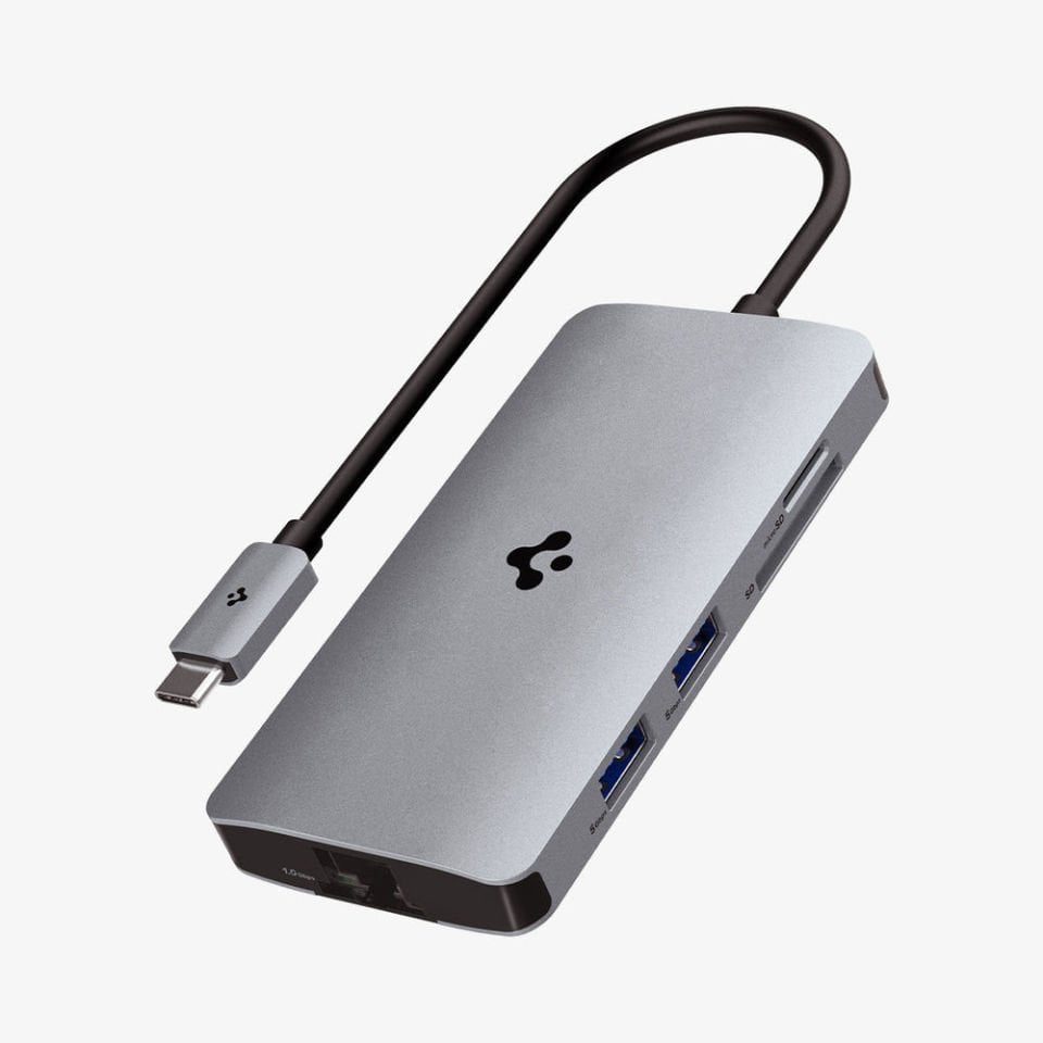 Spigen ArcDock 100W Güç Adaptörü 8in1 USB-C Multi Hub / Çoklayıcı 8 Port / 4k 60hz / Ethernet 1Gbps / MacBook PD2303