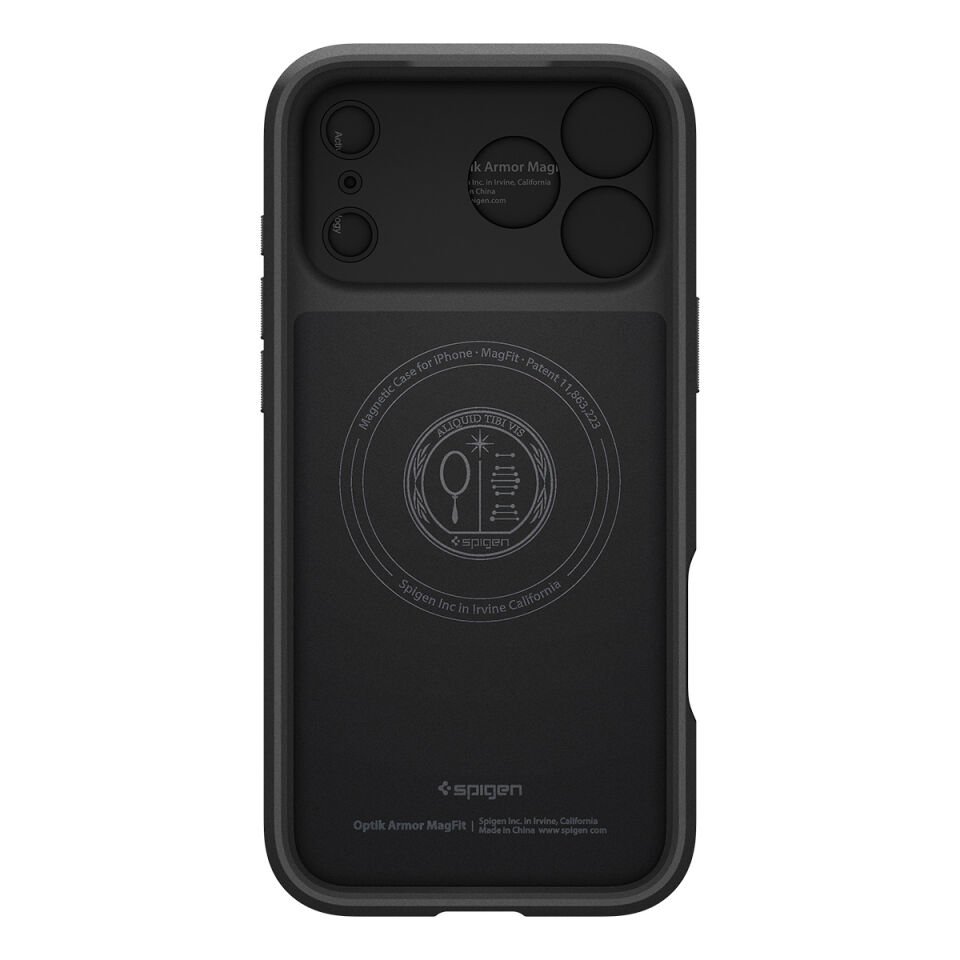 Spigen iPhone 17 Pro Max Kamera Korumalı MagSafe Kılıf Optik Armor Hava Kanalı Teknolojisi™ Askeri Sınıf Koruma MagFit Dokulu Yüzey Kapak Black