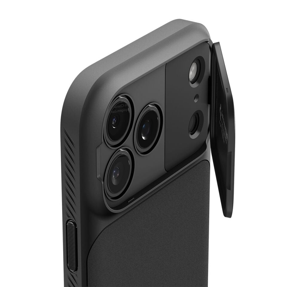 Spigen iPhone 17 Pro Max Kamera Korumalı MagSafe Kılıf Optik Armor Hava Kanalı Teknolojisi™ Askeri Sınıf Koruma MagFit Dokulu Yüzey Kapak Black