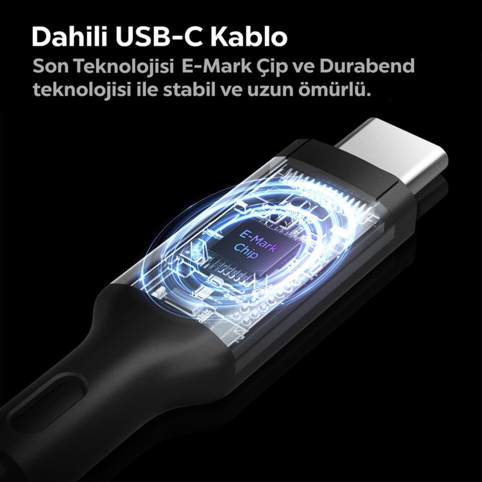 Spigen 45W USB-C Hızlı Şarj Aleti + Örgü Şarj Kablo Samsung PPS 2.0 / Isı Düşürücü GaN Akım Korumalı PD 3.0 Güç Adaptörü Super Hızlı Şarj iPhone & Android & iPad & MacBook Type-C Black