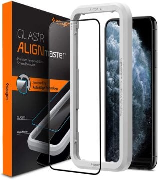 iPhone 11 Pro Max / XS Max Cam Ekran Koruyucu Kolay Kurulum, Spigen AlignMaster Full Cover Glass Black