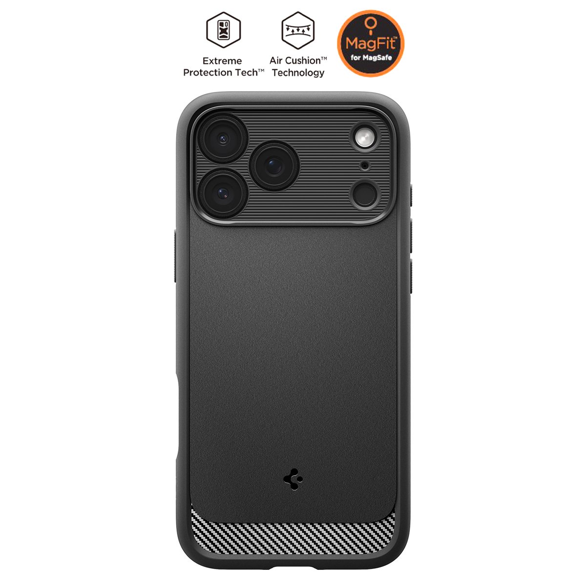 Spigen iPhone 17 Pro Max Ekstra Dayanıklı MagSafe Kılıf Rugged Armor Hava Kanalı Teknolojisi™ Askeri Sınıf Koruma MagFit Çift Katman Kapak Matte Black