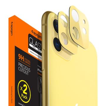 iPhone 11 Kamera Lens Cam Ekran Koruyucu, Spigen Full Cover (2 Adet) Yellow