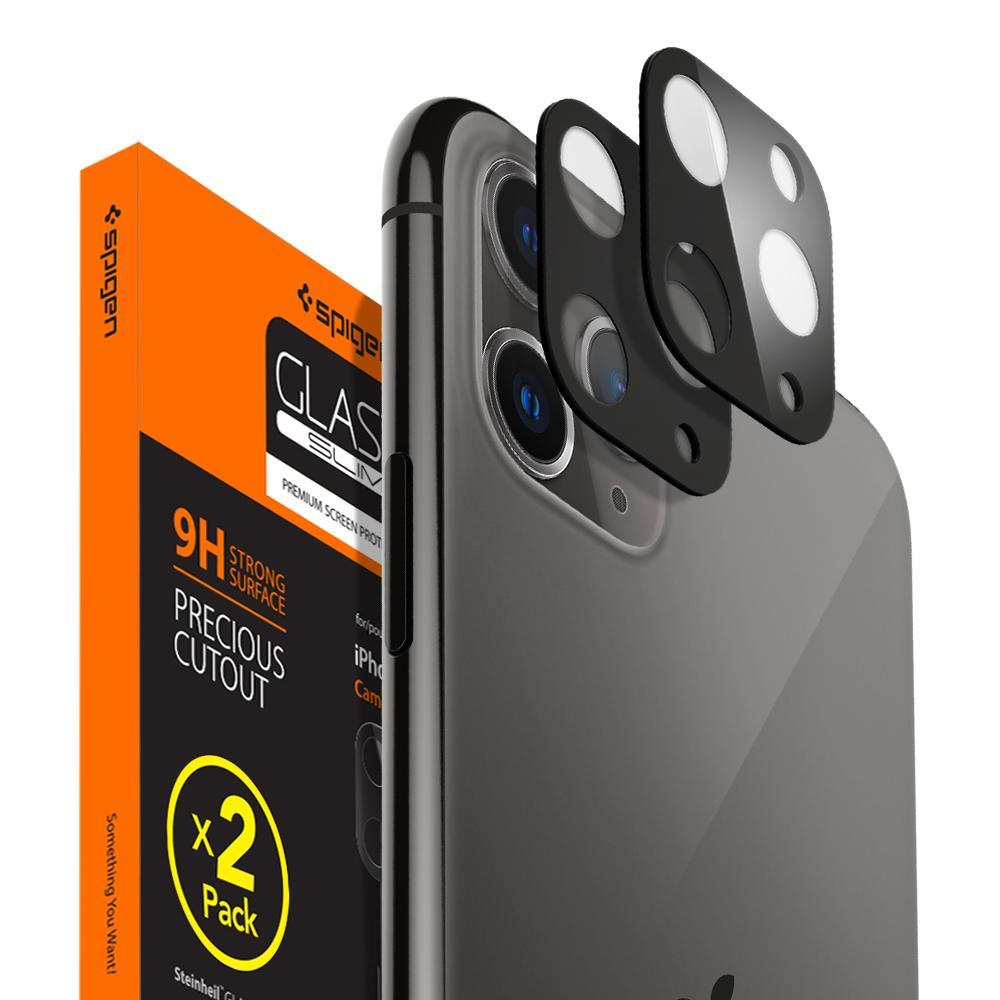 iPhone 11 Pro Max / iPhone 11 Pro Kamera Lens Cam Ekran Koruyucu, Spigen Full Cover (2 Adet) Black