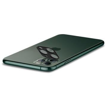 iPhone 11 Pro Max / iPhone 11 Pro Kamera Lens Cam Ekran Koruyucu, Spigen Full Cover (2 Adet) Midnight Green