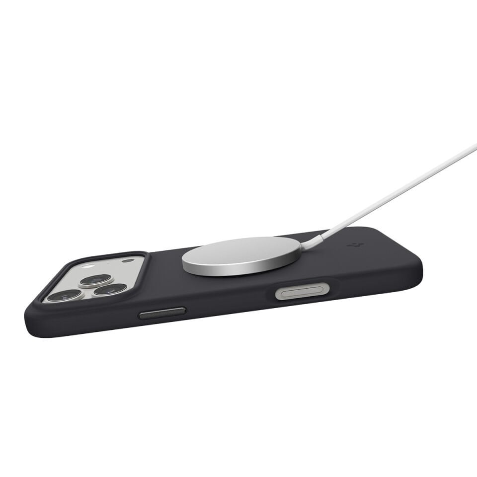 Spigen iPhone 17 Pro Max Silikon MagSafe Kılıf Silicone Fit Hava Kanalı Teknolojisi™ Askeri Sınıf Koruma MagFit Kaymaz Kapak Black