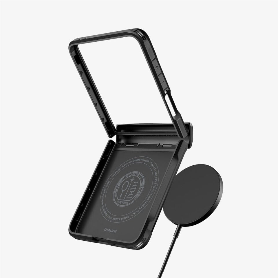 Spigen Galaxy Z Flip 7 Ekstra Dayanıklı Kılıf Slim Armor Pro Hava Kanalı Teknolojisi™ Askeri Sınıf Koruma MagFit özellikli Çift Katman Kapak Black
