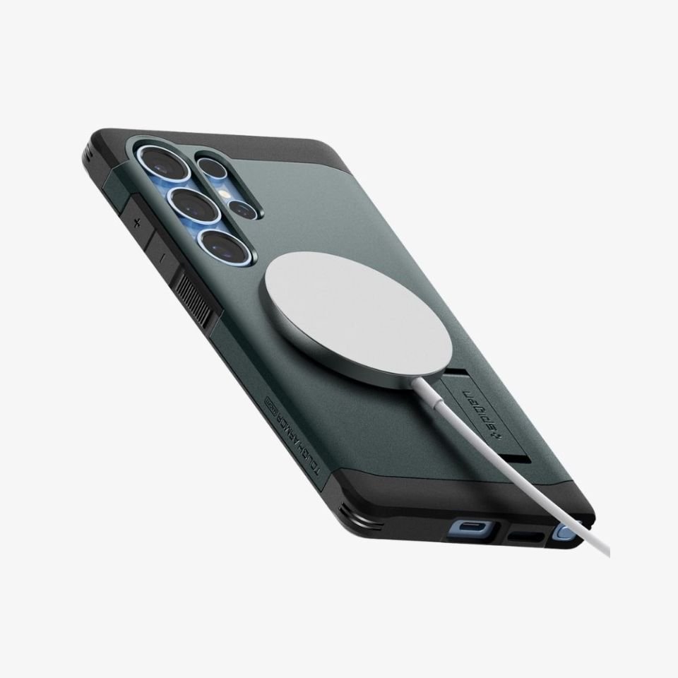 Spigen Galaxy S25 Ultra Kılıf Tough Armor AI MagFit Özellikli Abyss Green
