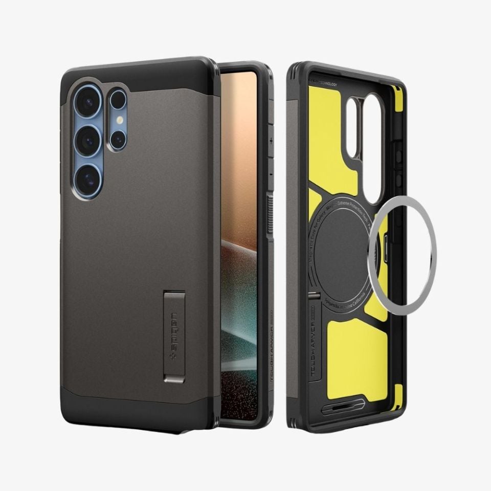 Spigen Galaxy S25 Ultra Kılıf Tough Armor AI MagFit Özellikli Gunmetal