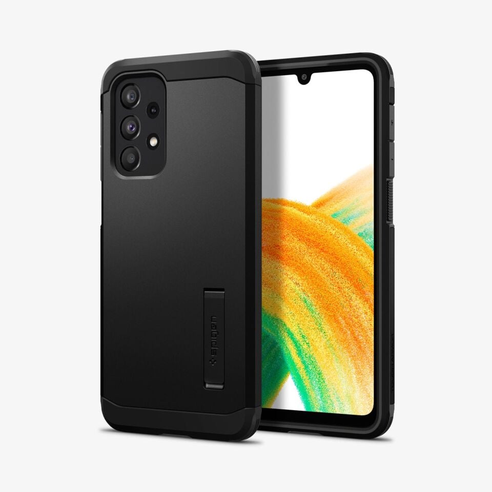 Spigen Galaxy A36 Ekstra Dayanıklı Kılıf Tough Armor Hava Kanalı Teknolojisi™ Askeri Sınıf Koruma KickStand'lı Çift Katman Kapak Black