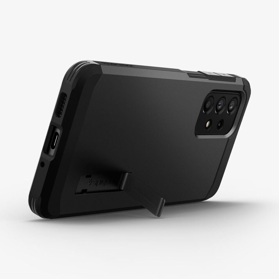 Spigen Galaxy A36 Ekstra Dayanıklı Kılıf Tough Armor Hava Kanalı Teknolojisi™ Askeri Sınıf Koruma KickStand'lı Çift Katman Kapak Black