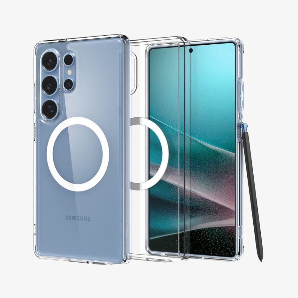Spigen Galaxy S25 Ultra Kılıf Ultra Hybrid MagFit Özellikli Clear White