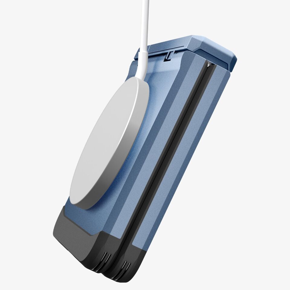 Spigen Galaxy Z Flip 7 Ekstra Dayanıklı Kılıf Tough Armor Pro Hava Kanalı Teknolojisi™ Askeri Sınıf Koruma MagFit özellikli KickStand'lı Çift Katman Kapak Sierra Blue