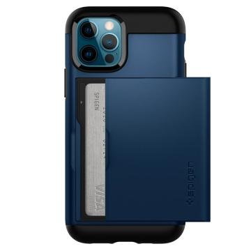 iPhone 12 Pro / iPhone 12 Kılıf, Spigen Slim Armor CS Wallet Navy Blue